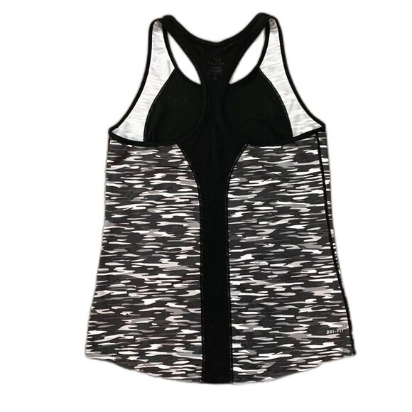 Nike Dri Fit Racerback Black White Camo Workout Athletic Tank Top Size Medium - Picture 7 of 8